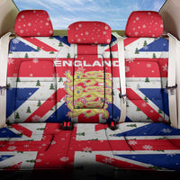 England Christmas Back Car Seat Cover with Red White Blue Santa Bus Tree and Three Lions Design - Wonder Print Shop