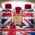 England Christmas Back Car Seat Cover with Red White Blue Santa Bus Tree and Three Lions Design - Wonder Print Shop
