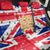 England Christmas Back Car Seat Cover with Red White Blue Santa Bus Tree and Three Lions Design - Wonder Print Shop
