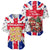 England Christmas Baseball Jersey with Red White Blue Santa Bus Tree and Three Lions Design - Wonder Print Shop