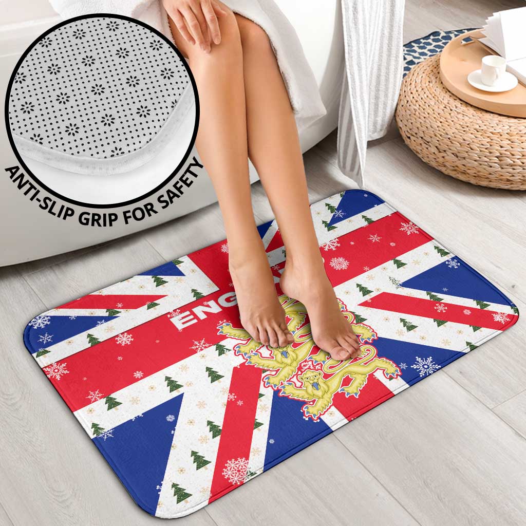 England Christmas Bathroom Set with Red White Blue Santa Bus Tree and Three Lions Design - Wonder Print Shop