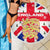 England Christmas Beach Blanket with Red White Blue Santa Bus Tree and Three Lions Design - Wonder Print Shop