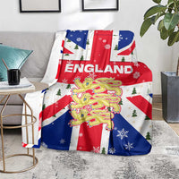 England Christmas Blanket with Red White Blue Santa Bus Tree and Three Lions Design - Wonder Print Shop