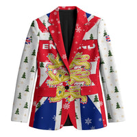 England Christmas Blazer with Red White Blue Santa Bus Tree and Three Lions Design - Wonder Print Shop