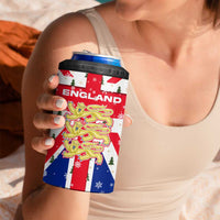 England Christmas 4 in 1 Can Cooler Tumbler with Red White Blue Santa Bus Tree and Three Lions Design - Wonder Print Shop