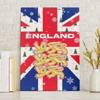 England Christmas Canvas Wall Art with Red White Blue Santa Bus Tree and Three Lions Design - Wonder Print Shop