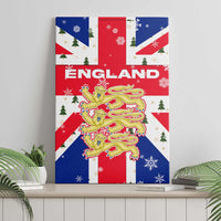 England Christmas Canvas Wall Art with Red White Blue Santa Bus Tree and Three Lions Design - Wonder Print Shop