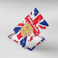 England Christmas Canvas Wall Art with Red White Blue Santa Bus Tree and Three Lions Design - Wonder Print Shop