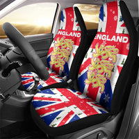 England Christmas Car Seat Cover with Red White Blue Santa Bus Tree and Three Lions Design - Wonder Print Shop
