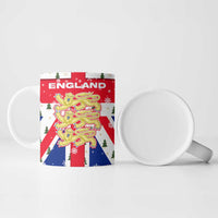 England Christmas Ceramic Mug with Red White Blue Santa Bus Tree and Three Lions Design - Wonder Print Shop