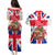 England Christmas Couples Matching Puletasi and Hawaiian Shirt with Red White Blue Santa Bus Tree and Three Lions Design - Wonder Print Shop