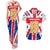 England Christmas Couples Matching Tank Maxi Dress and Hawaiian Shirt with Red White Blue Santa Bus Tree and Three Lions Design - Wonder Print Shop