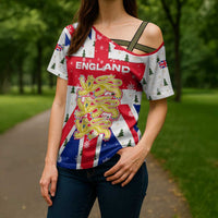 England Christmas Cross Shoulder Shirt with Red White Blue Santa Bus Tree and Three Lions Design - Wonder Print Shop