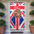 England Christmas Door Cover with Red White Blue Santa Bus Tree and Three Lions Design - Wonder Print Shop