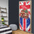 England Christmas Door Cover with Red White Blue Santa Bus Tree and Three Lions Design - Wonder Print Shop