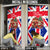 England Christmas Door Cover with Red White Blue Santa Bus Tree and Three Lions Design - Wonder Print Shop