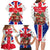 England Christmas Family Matching Long Sleeve Bodycon Dress and Hawaiian Shirt with Red White Blue Santa Bus Tree and Three Lions Design - Wonder Print Shop