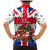 England Christmas Family Matching Mermaid Dress and Hawaiian Shirt with Red White Blue Santa Bus Tree and Three Lions Design - Wonder Print Shop