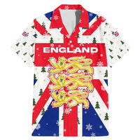 England Christmas Family Matching Mermaid Dress and Hawaiian Shirt with Red White Blue Santa Bus Tree and Three Lions Design - Wonder Print Shop