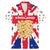England Christmas Family Matching Mermaid Dress and Hawaiian Shirt with Red White Blue Santa Bus Tree and Three Lions Design - Wonder Print Shop