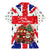 England Christmas Family Matching Mermaid Dress and Hawaiian Shirt with Red White Blue Santa Bus Tree and Three Lions Design - Wonder Print Shop