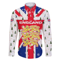 England Christmas Family Matching Mermaid Dress and Hawaiian Shirt with Red White Blue Santa Bus Tree and Three Lions Design - Wonder Print Shop