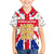 England Christmas Family Matching Off The Shoulder Long Sleeve Dress and Hawaiian Shirt with Red White Blue Santa Bus Tree and Three Lions Design - Wonder Print Shop