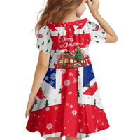 England Christmas Family Matching Off Shoulder Maxi Dress and Hawaiian Shirt with Red White Blue Santa Bus Tree and Three Lions Design - Wonder Print Shop