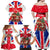 England Christmas Family Matching Off Shoulder Maxi Dress and Hawaiian Shirt with Red White Blue Santa Bus Tree and Three Lions Design - Wonder Print Shop