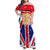 England Christmas Family Matching Off Shoulder Maxi Dress and Hawaiian Shirt with Red White Blue Santa Bus Tree and Three Lions Design - Wonder Print Shop