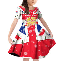 England Christmas Family Matching Off Shoulder Short Dress and Hawaiian Shirt with Red White Blue Santa Bus Tree and Three Lions Design - Wonder Print Shop