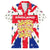 England Christmas Family Matching Short Sleeve Bodycon Dress and Hawaiian Shirt with Red White Blue Santa Bus Tree and Three Lions Design - Wonder Print Shop