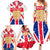 England Christmas Family Matching Summer Maxi Dress and Hawaiian Shirt with Red White Blue Santa Bus Tree and Three Lions Design - Wonder Print Shop
