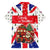England Christmas Family Matching Tank Maxi Dress and Hawaiian Shirt with Red White Blue Santa Bus Tree and Three Lions Design - Wonder Print Shop