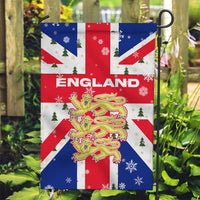 England Christmas Garden Flag with Red White Blue Santa Bus Tree and Three Lions Design - Wonder Print Shop