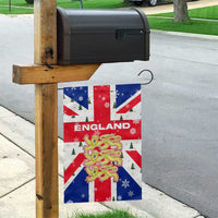 England Christmas Garden Flag with Red White Blue Santa Bus Tree and Three Lions Design - Wonder Print Shop