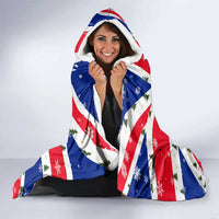 England Christmas Hooded Blanket with Red White Blue Santa Bus Tree and Three Lions Design - Wonder Print Shop