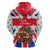 England Christmas Hoodie with Red White Blue Santa Bus Tree and Three Lions Design - Wonder Print Shop