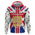 England Christmas Hoodie with Red White Blue Santa Bus Tree and Three Lions Design - Wonder Print Shop
