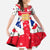 England Christmas Kid Short Sleeve Dress with Red White Blue Santa Bus Tree and Three Lions Design - Wonder Print Shop