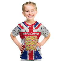 England Christmas Kid T Shirt with Red White Blue Santa Bus Tree and Three Lions Design - Wonder Print Shop