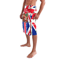 England Christmas Lavalava with Red White Blue Santa Bus Tree and Three Lions Design - Wonder Print Shop