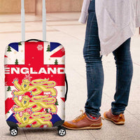 England Christmas Luggage Cover with Red White Blue Santa Bus Tree and Three Lions Design - Wonder Print Shop