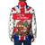 England Christmas Padded Jacket with Red White Blue Santa Bus Tree and Three Lions Design - Wonder Print Shop
