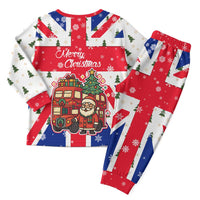 England Christmas Pajama Set with Red White Blue Santa Bus Tree and Three Lions Design - Wonder Print Shop