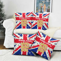 England Christmas Pillow Cover with Red White Blue Santa Bus Tree and Three Lions Design - Wonder Print Shop