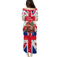 England Christmas Puletasi with Red White Blue Santa Bus Tree and Three Lions Design - Wonder Print Shop