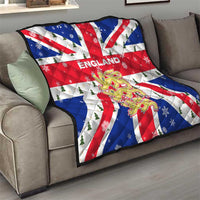 England Christmas Quilt with Red White Blue Santa Bus Tree and Three Lions Design - Wonder Print Shop