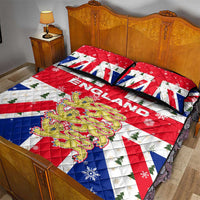England Christmas Quilt Bed Set with Red White Blue Santa Bus Tree and Three Lions Design - Wonder Print Shop