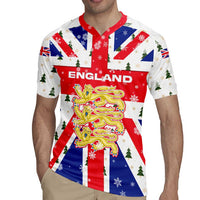 England Christmas Rugby Jersey with Red White Blue Santa Bus Tree and Three Lions Design - Wonder Print Shop